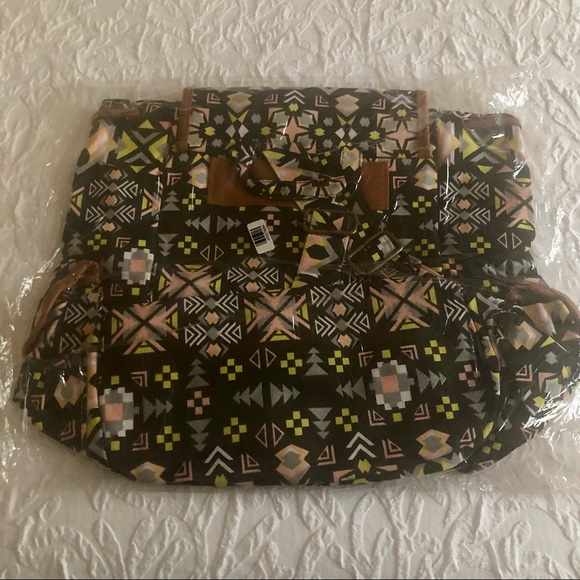 NEW✨ Southwestern Aztec Ecote Style Printed Canvas Leather Backpack Purse Bag - Picture 5 of 6